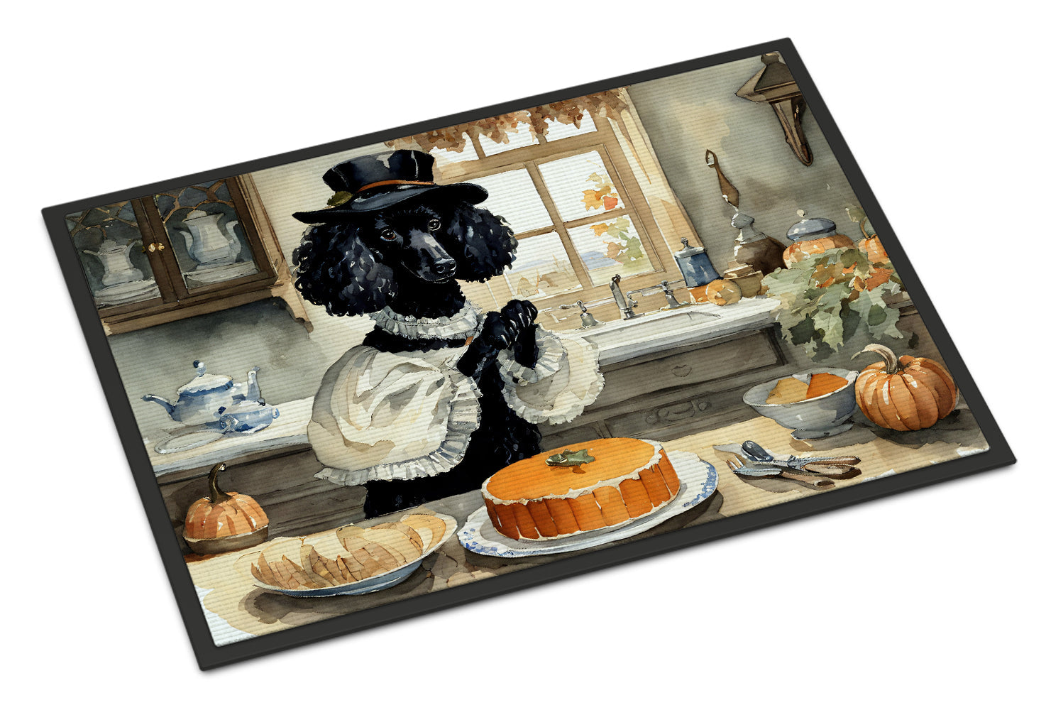 Poodle Fall Kitchen Pumpkins Doormat Indoor Outdoor 24H X 36W Front Door Mat Rugs for Entryway, Non Slip Washable Low Pile,