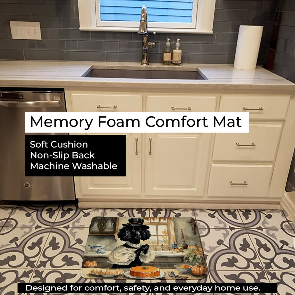Poodle Fall Kitchen Pumpkins Memory Foam Kitchen Mat Machine Washable Anti-Fatigue Cushion Comfort Bath or Kitchen Rug