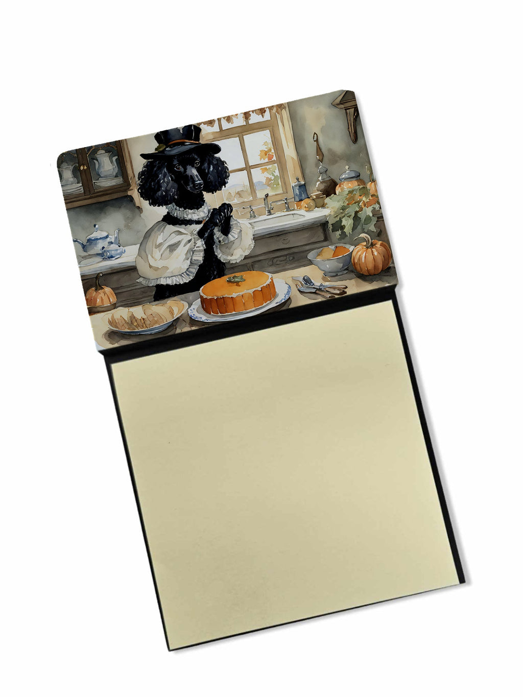 Poodle Fall Kitchen Pumpkins Watercolor Sticky Note Holder Refillable Dispenser Desk Accessory 3x3 Pad Gift