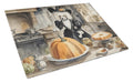 Poodle Fall Kitchen Pumpkins Cutting Board Tempered Glass Kitchen Cutting Surface, Heat Resistant Chopping, Non-Slip Feet, Food Prep & Serving