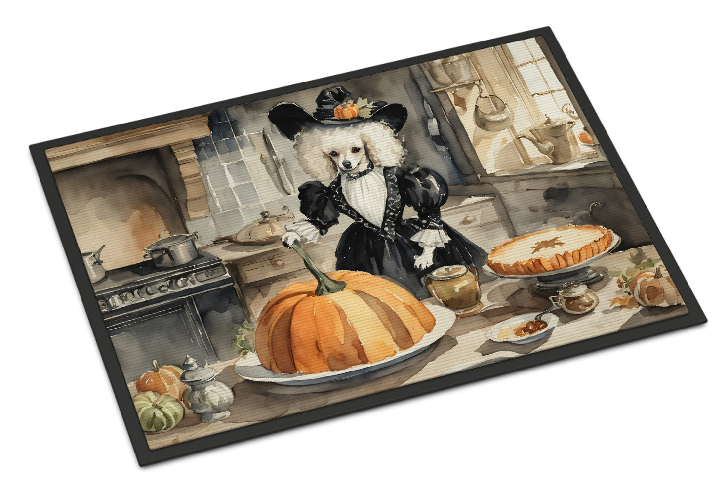 Poodle Fall Kitchen Pumpkins Doormat Indoor Outdoor 18H X 27W Front Door Mat Rugs for Entryway, Non Slip Washable