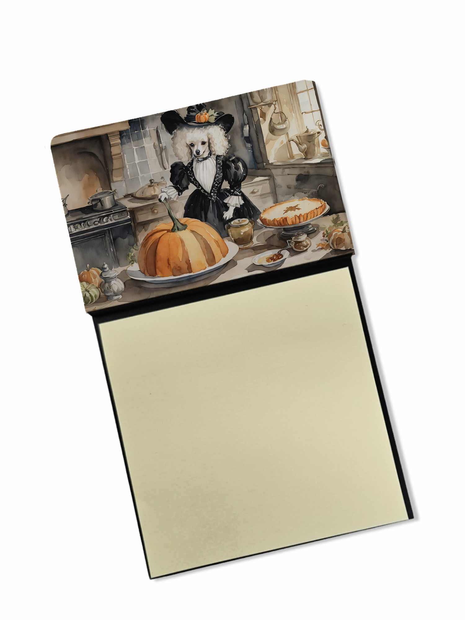 Poodle Fall Kitchen Pumpkins Watercolor Sticky Note Holder Refillable Dispenser Desk Accessory 3x3 Pad Gift