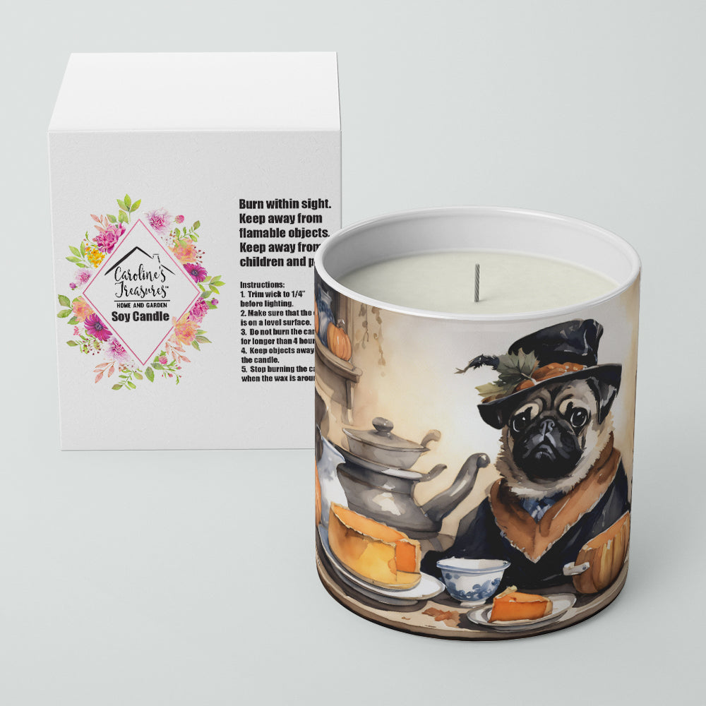 Pug Fall Kitchen Pumpkins Decorative Soy Candle Nature Soy Wax Essential Oil Home Decor Ideal for Bedroom Kitchen Bath Office Gift, 10 oz