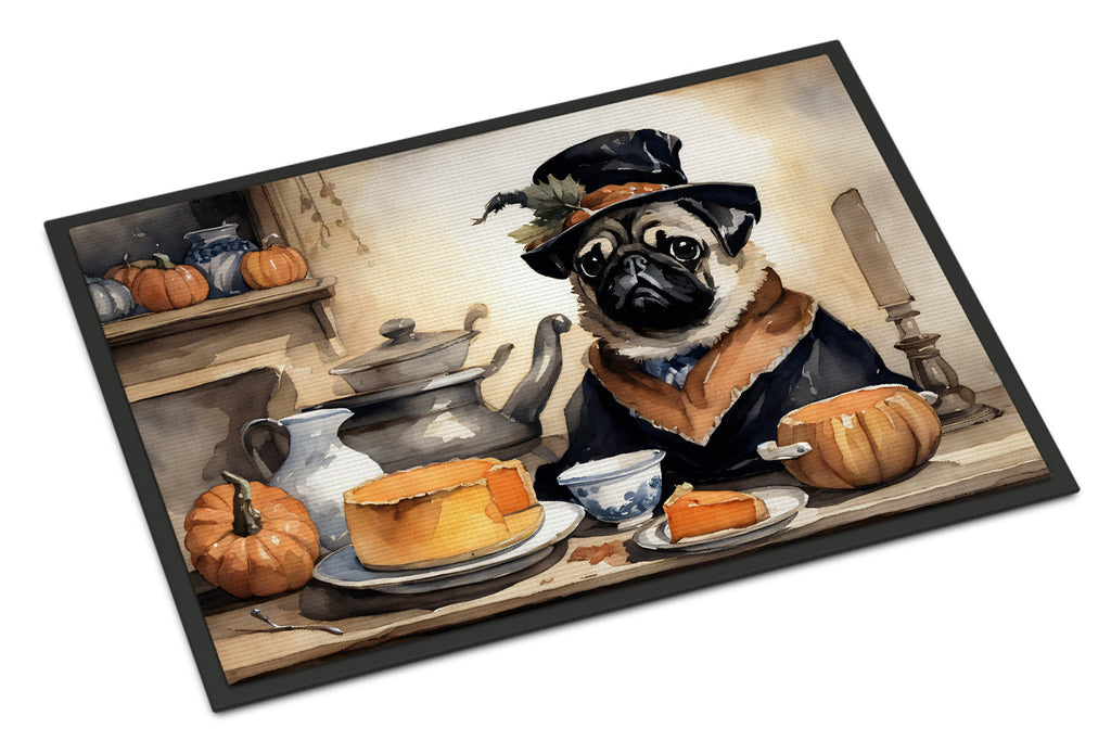 Pug Fall Kitchen Pumpkins Doormat Indoor Outdoor 18H X 27W Front Door Mat Rugs for Entryway, Non Slip Washable