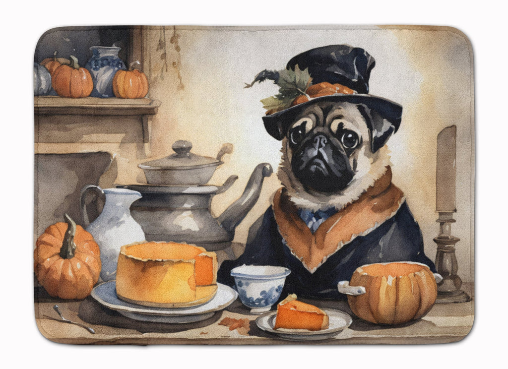 Pug Fall Kitchen Pumpkins Memory Foam Kitchen Mat Machine Washable Anti-Fatigue Cushion Comfort Bath or Kitchen Rug