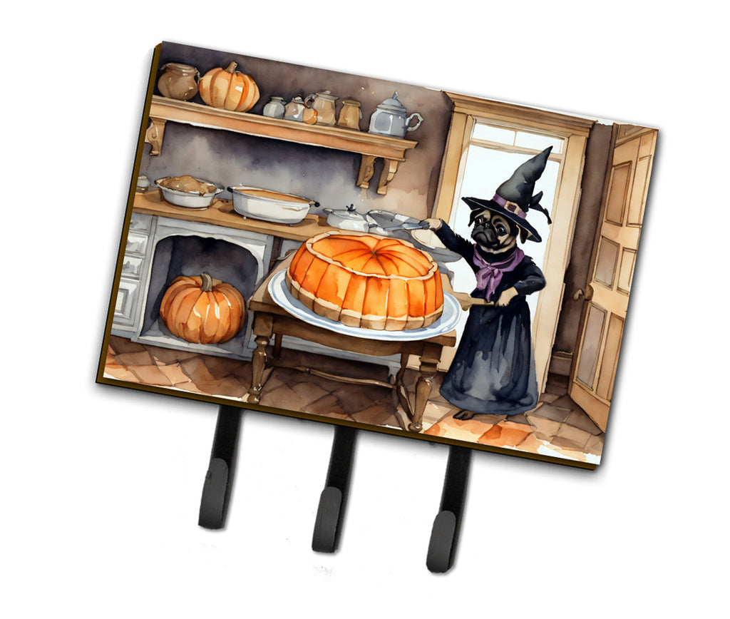 Pug Fall Kitchen Pumpkins Leash or Key Holder Wall Hooks, Coat Rack Wall Mount, for Hanging Keys, Towels, Aprons, Leashes