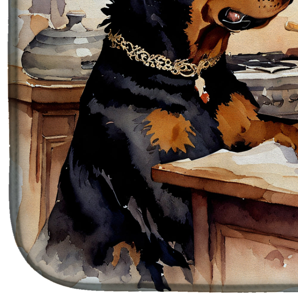 Rottweiler Fall Kitchen Pumpkins Dish Drying Mat Absorbent Dish Drying Mat Pad for Kitchen Counter Dish Drainer Mat for Countertop, 14 x 21", Multicolor