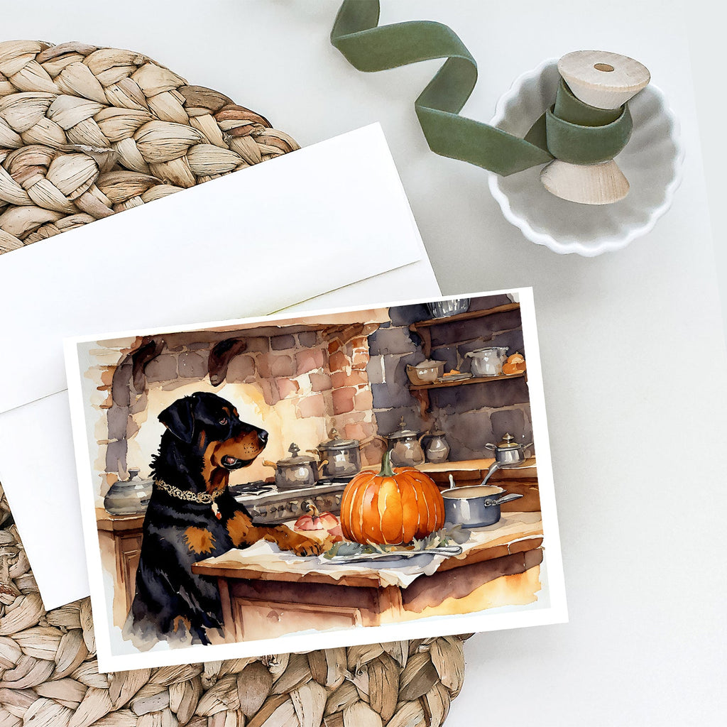 Rottweiler Fall Kitchen Pumpkins Greeting Cards Pack of 8 Blank Cards with Envelopes Whimsical A7 Size 5x7