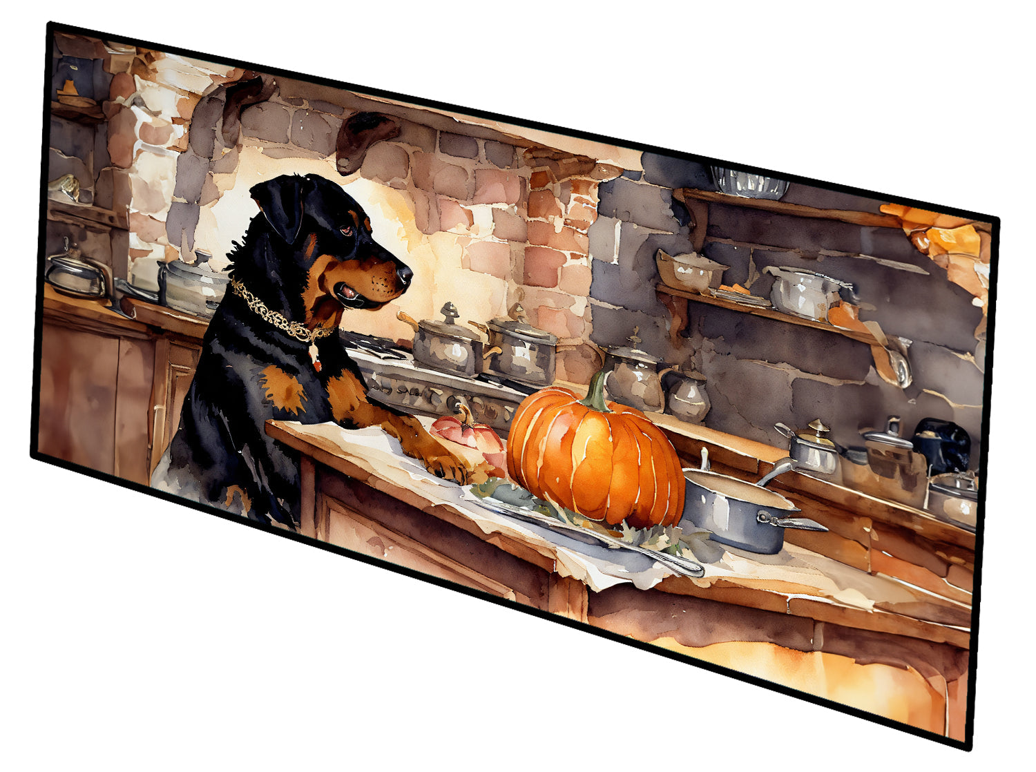 Rottweiler Fall Kitchen Pumpkins Runner Mat 28x58 Front Door Mat Indoor Outdoor Rugs for Entryway Hallway Foyer Non Slip Washable Wide Doormat