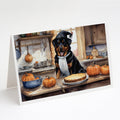 Rottweiler Fall Kitchen Pumpkins Greeting Cards Pack of 8 Blank Cards with Envelopes Whimsical A7 Size 5x7
