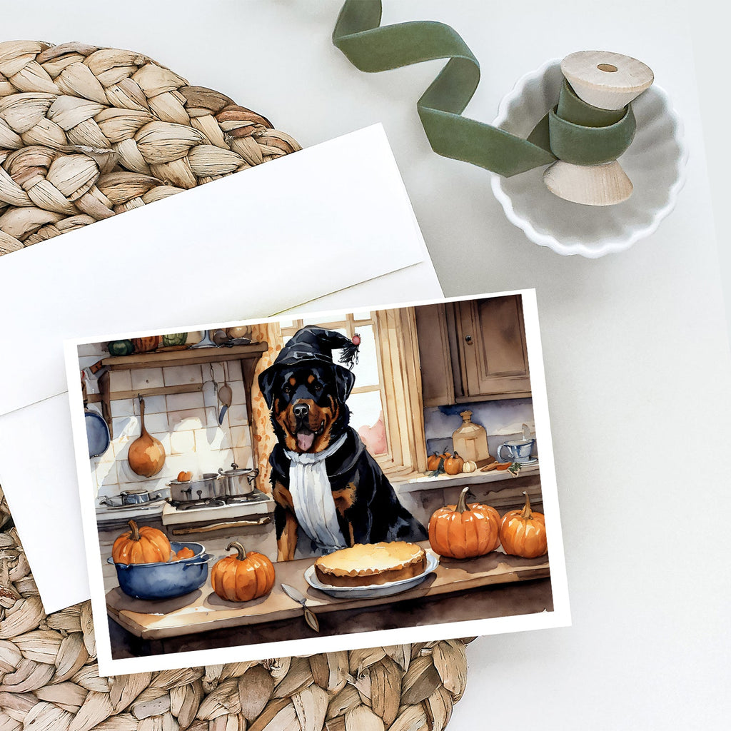 Rottweiler Fall Kitchen Pumpkins Greeting Cards Pack of 8 Blank Cards with Envelopes Whimsical A7 Size 5x7