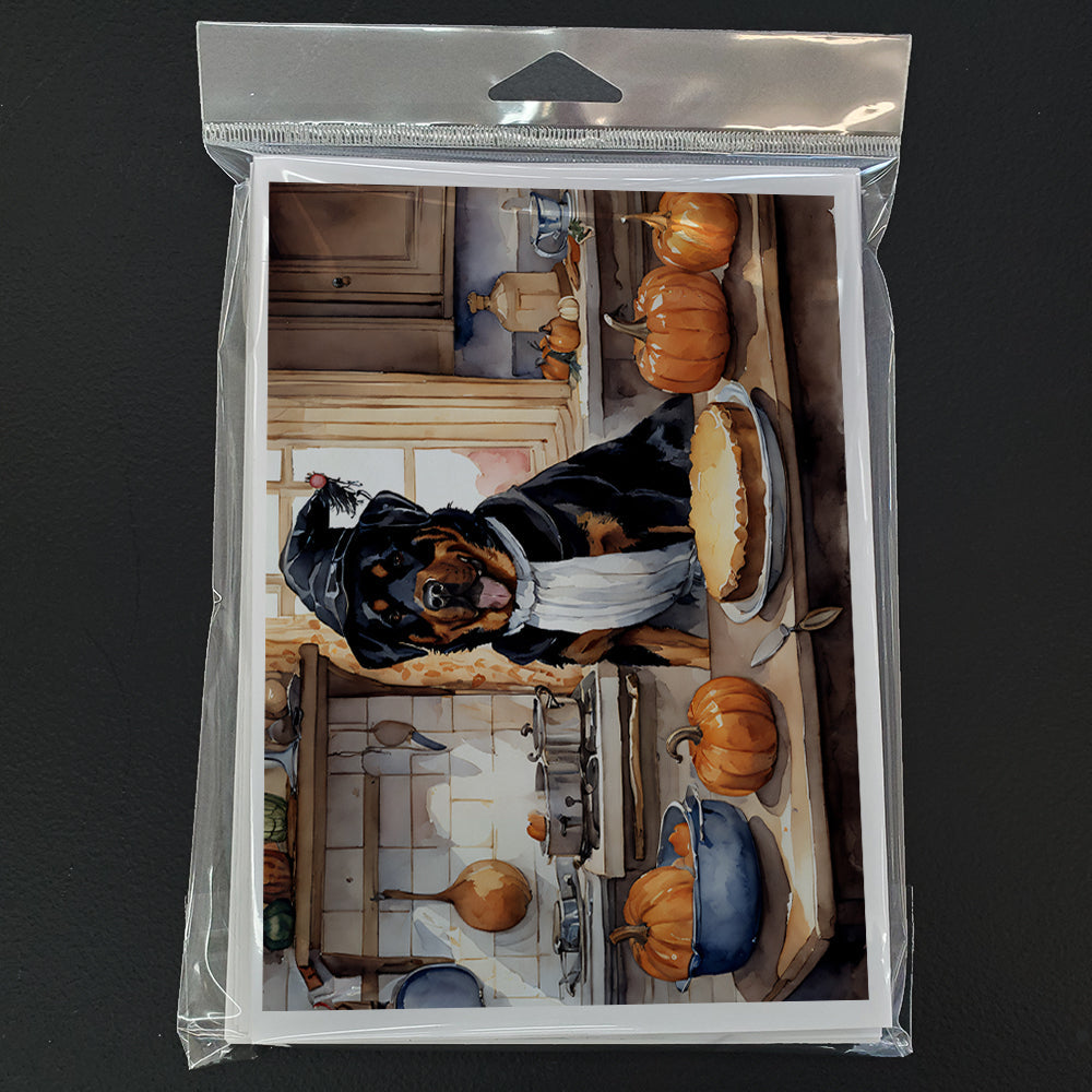 Rottweiler Fall Kitchen Pumpkins Greeting Cards Pack of 8 Blank Cards with Envelopes Whimsical A7 Size 5x7