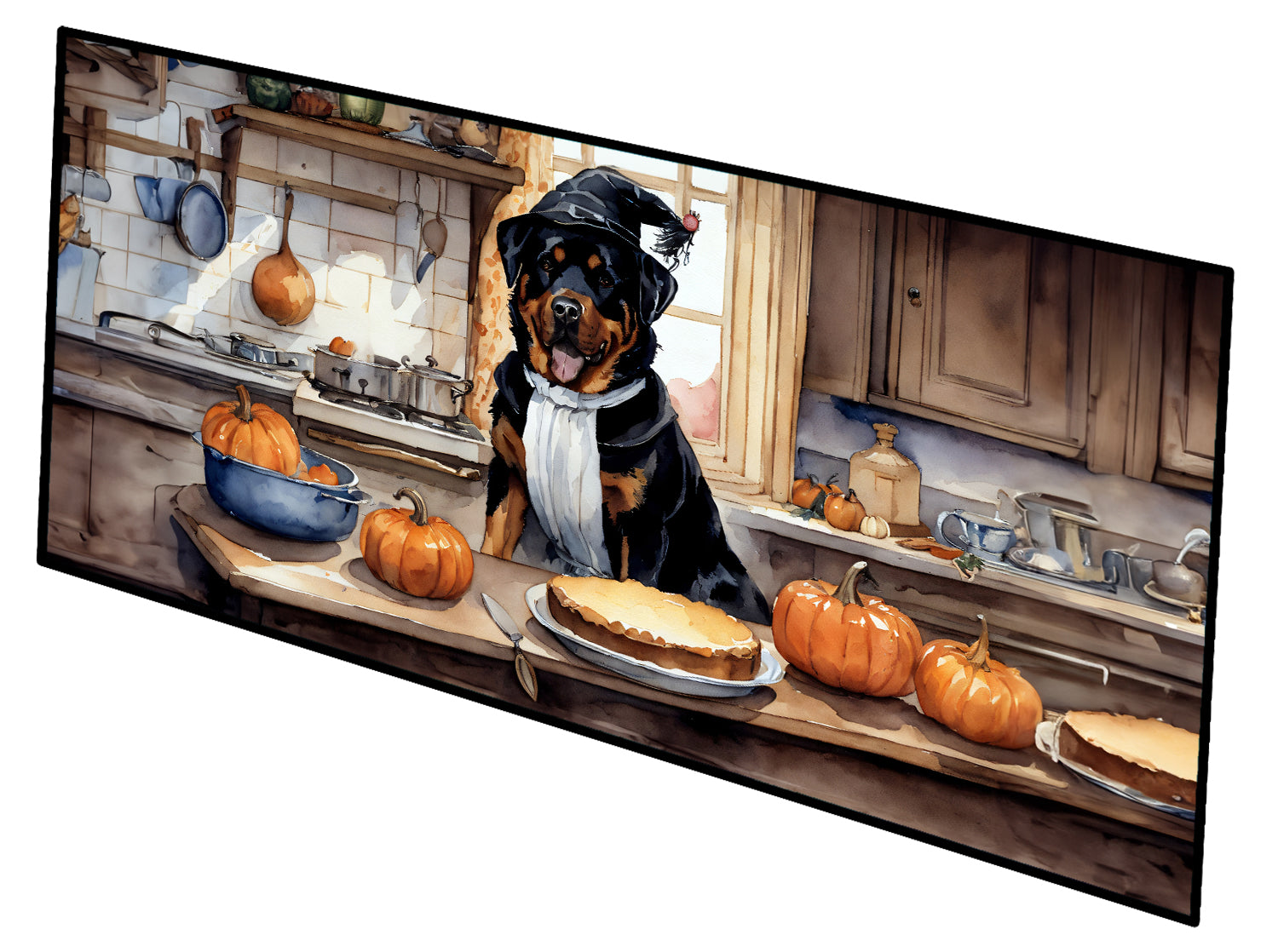 Rottweiler Fall Kitchen Pumpkins Runner Mat 28x58 Front Door Mat Indoor Outdoor Rugs for Entryway Hallway Foyer Non Slip Washable Wide Doormat