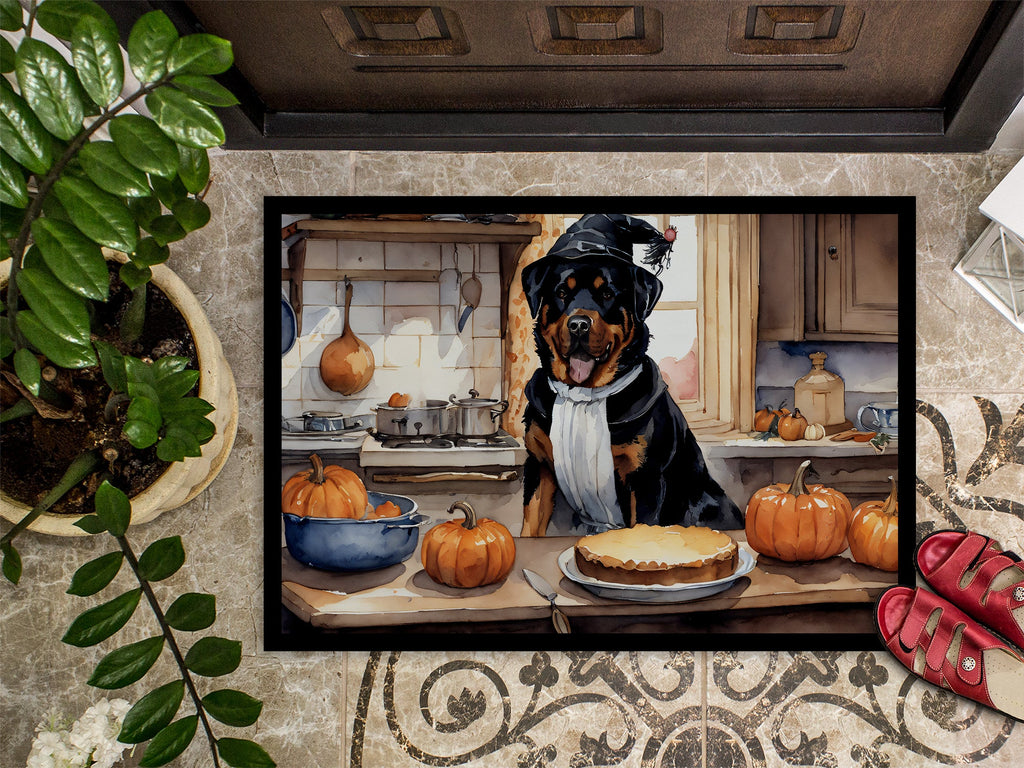 Rottweiler Fall Kitchen Pumpkins Doormat Indoor Outdoor 24H X 36W Front Door Mat Rugs for Entryway, Non Slip Washable Low Pile,