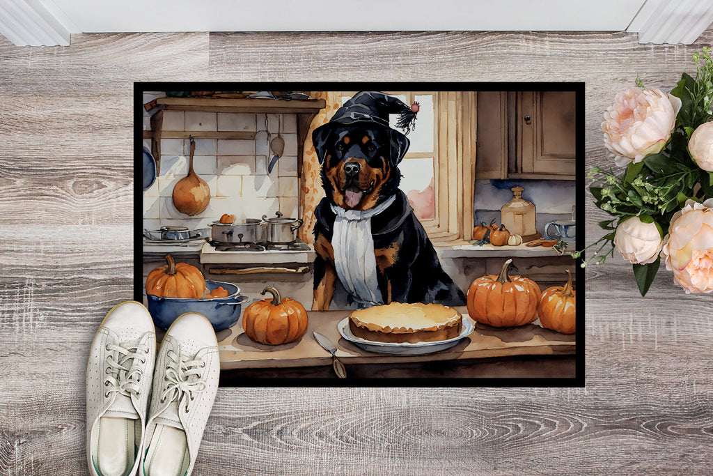 Rottweiler Fall Kitchen Pumpkins Doormat Indoor Outdoor 18H X 27W Front Door Mat Rugs for Entryway, Non Slip Washable