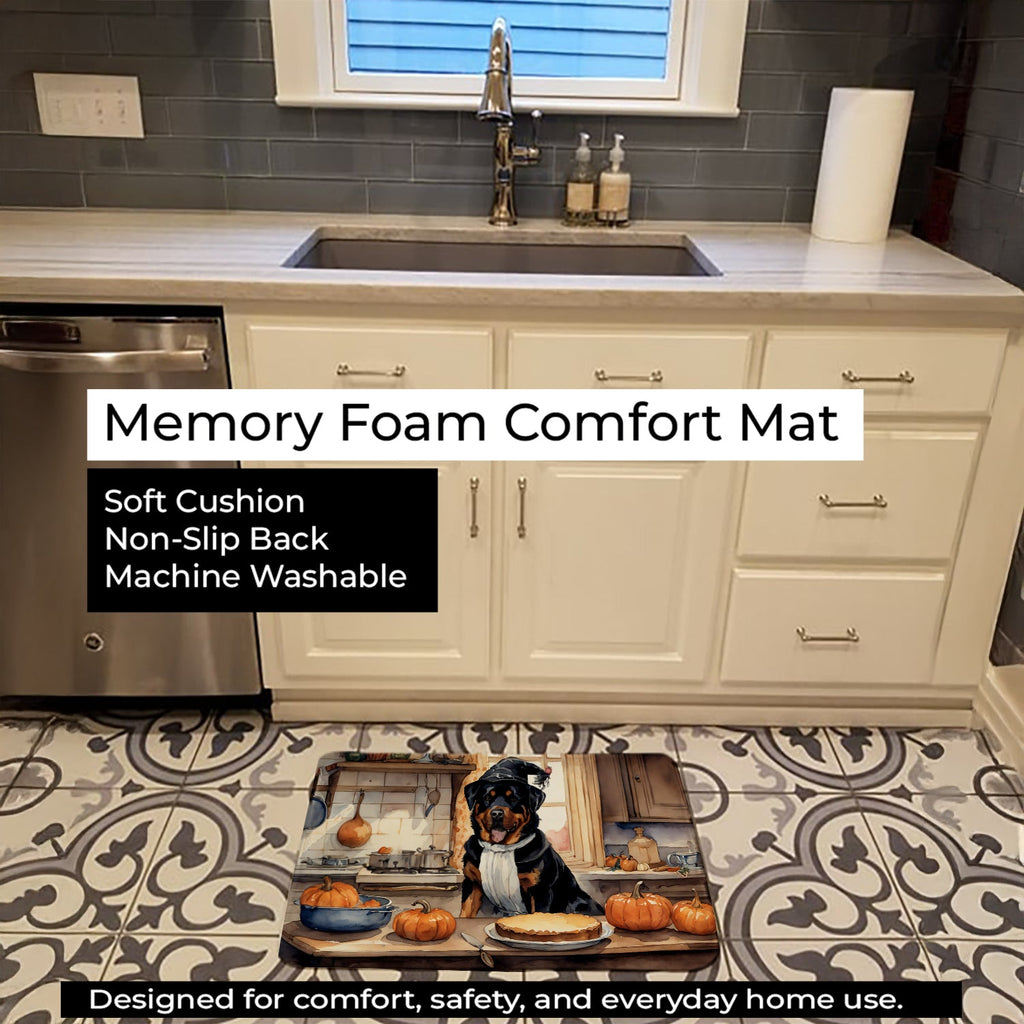 Rottweiler Fall Kitchen Pumpkins Memory Foam Kitchen Mat Machine Washable Anti-Fatigue Cushion Comfort Bath or Kitchen Rug