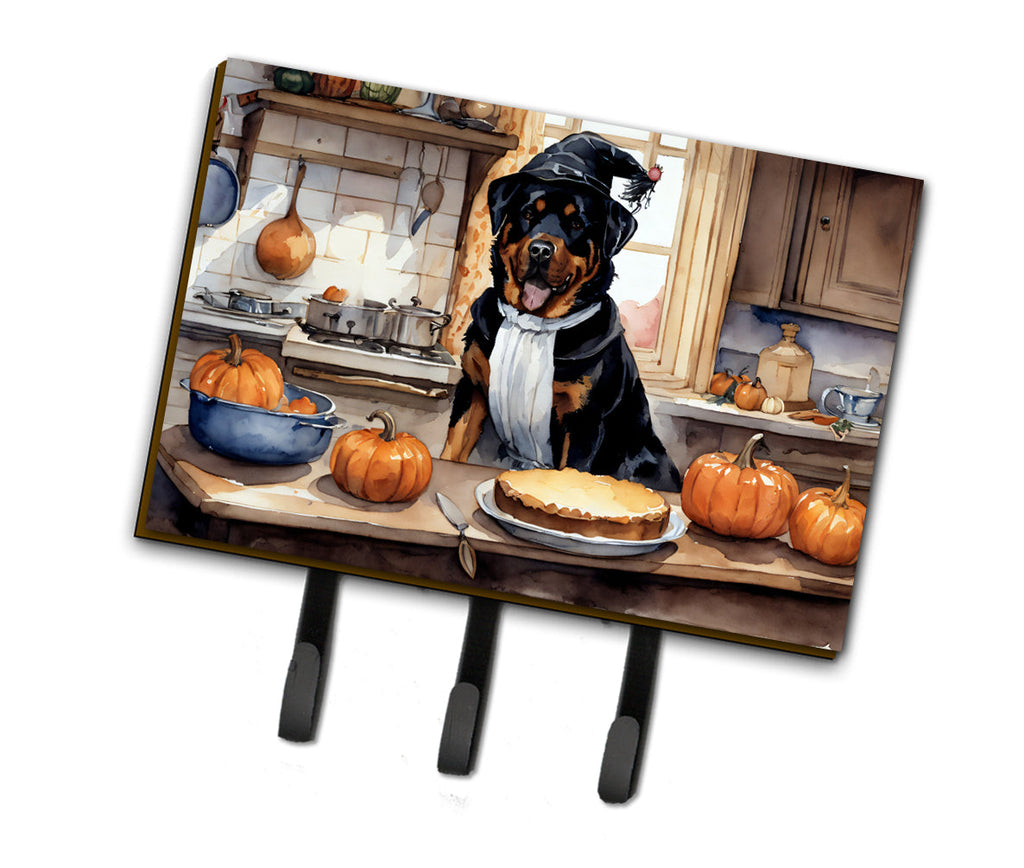 Rottweiler Fall Kitchen Pumpkins Leash or Key Holder Wall Hooks, Coat Rack Wall Mount, for Hanging Keys, Towels, Aprons, Leashes