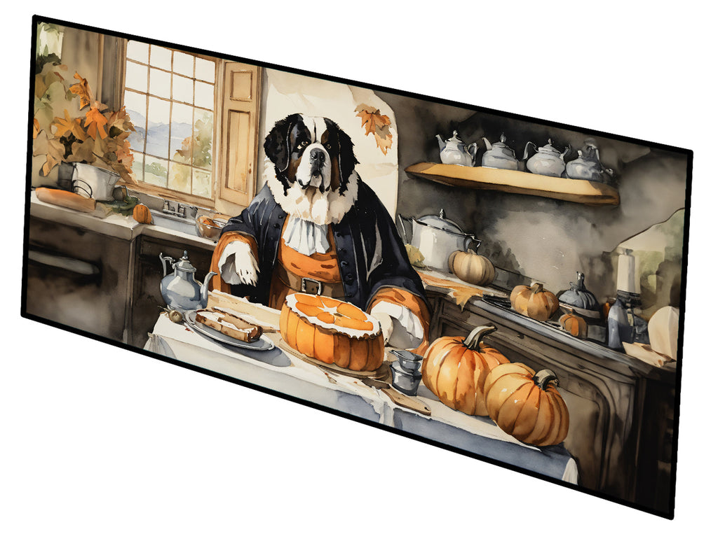 Saint Bernard Fall Kitchen Pumpkins Runner Mat 28x58 Front Door Mat Indoor Outdoor Rugs for Entryway Hallway Foyer Non Slip Washable Wide Doormat