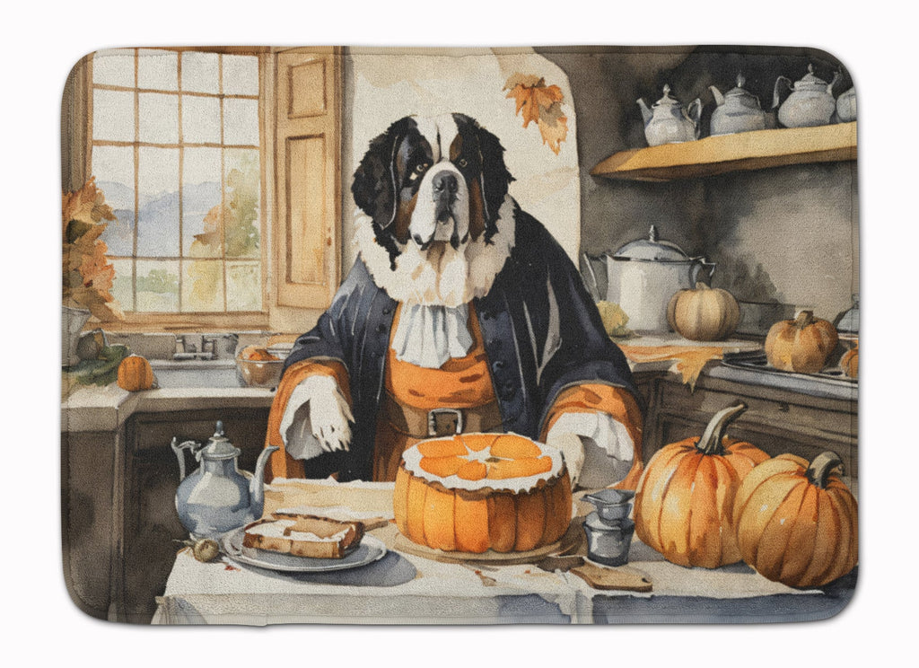 Saint Bernard Fall Kitchen Pumpkins Memory Foam Kitchen Mat Machine Washable Anti-Fatigue Cushion Comfort Bath or Kitchen Rug
