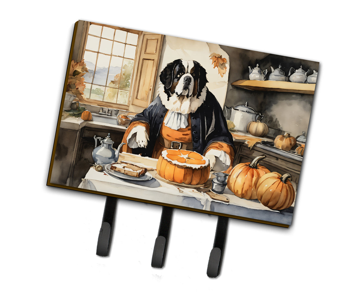 Saint Bernard Fall Kitchen Pumpkins Leash or Key Holder Wall Hooks, Coat Rack Wall Mount, for Hanging Keys, Towels, Aprons, Leashes