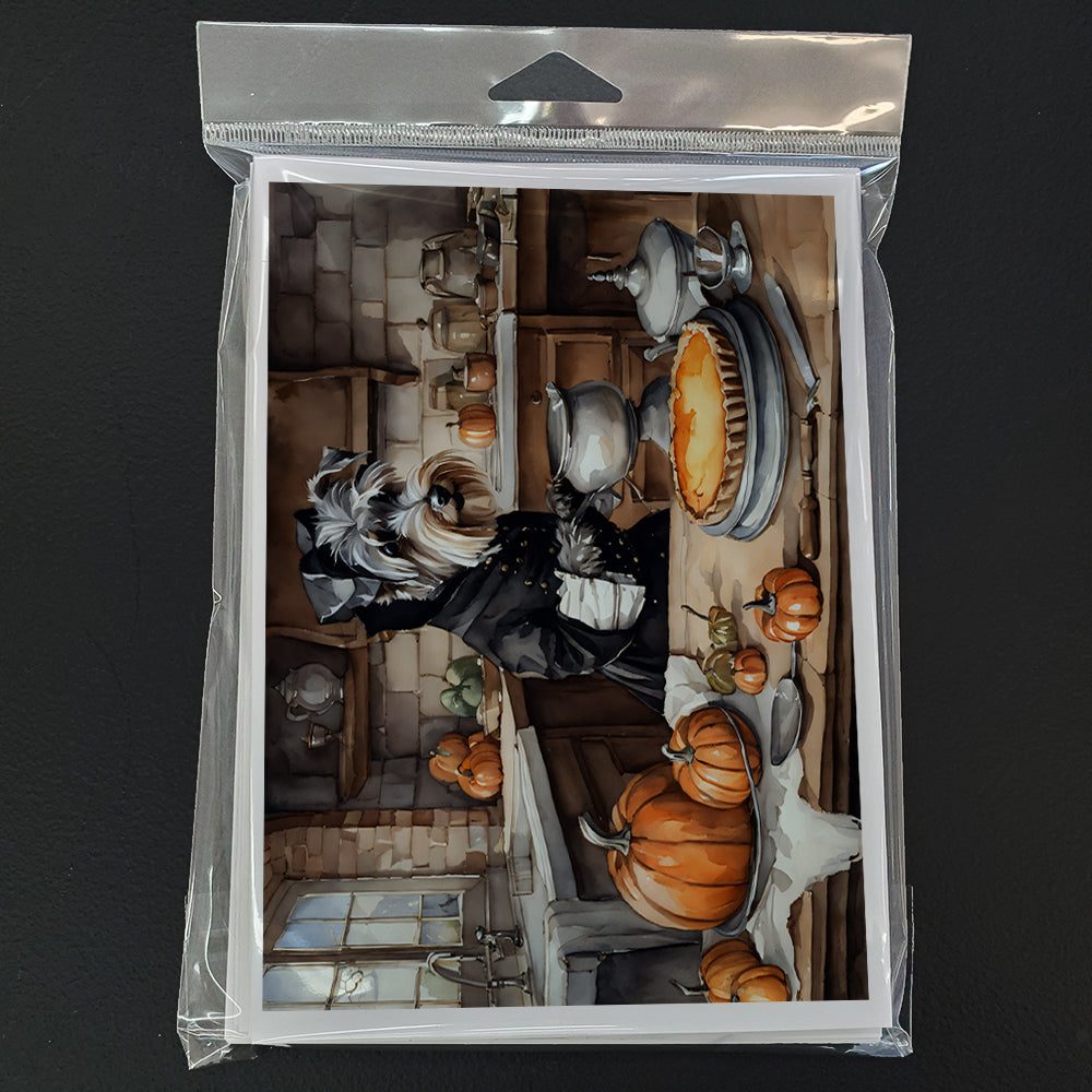Schnauzer Fall Kitchen Pumpkins Greeting Cards Pack of 8 Blank Cards with Envelopes Whimsical A7 Size 5x7