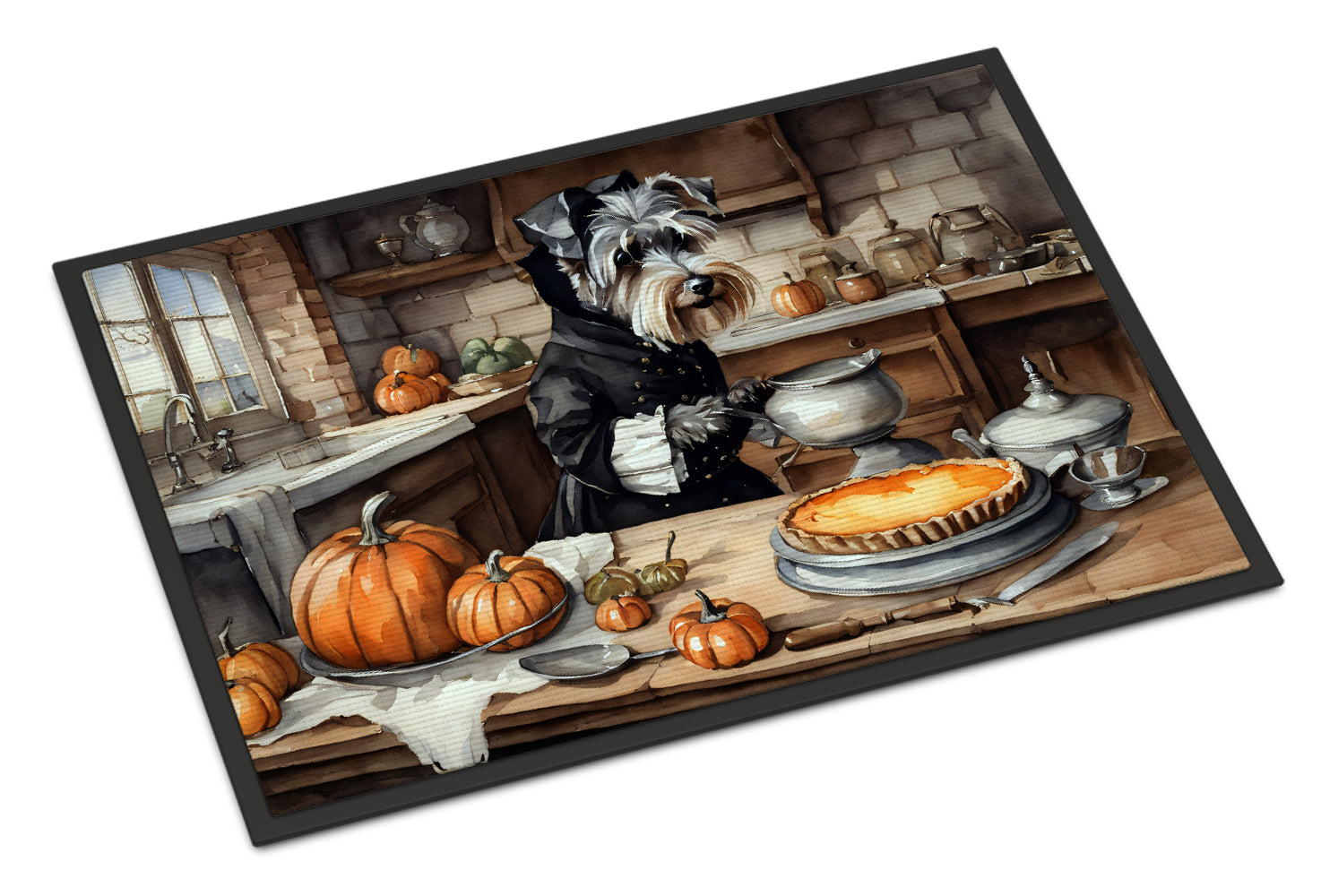 Schnauzer Fall Kitchen Pumpkins Doormat Indoor Outdoor 24H X 36W Front Door Mat Rugs for Entryway, Non Slip Washable Low Pile,