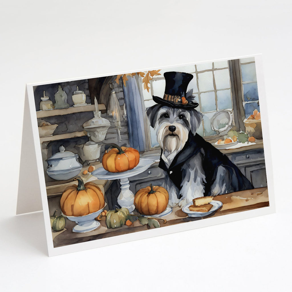 Schnauzer Fall Kitchen Pumpkins Greeting Cards Pack of 8 Blank Cards with Envelopes Whimsical A7 Size 5x7