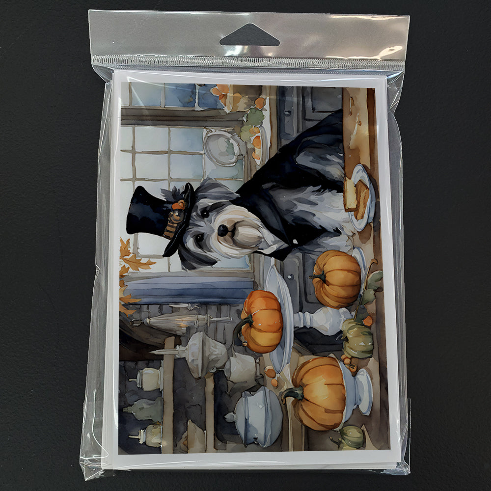 Schnauzer Fall Kitchen Pumpkins Greeting Cards Pack of 8 Blank Cards with Envelopes Whimsical A7 Size 5x7