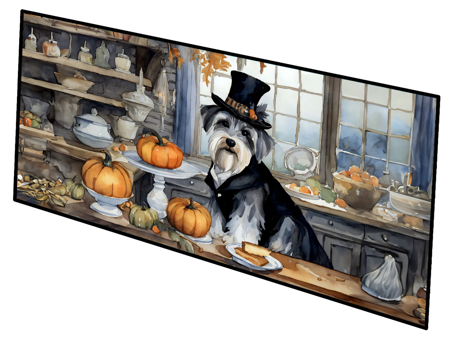 Schnauzer Fall Kitchen Pumpkins Runner Mat 28x58 Front Door Mat Indoor Outdoor Rugs for Entryway Hallway Foyer Non Slip Washable Wide Doormat