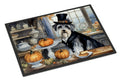 Schnauzer Fall Kitchen Pumpkins Doormat Indoor Outdoor 18H X 27W Front Door Mat Rugs for Entryway, Non Slip Washable