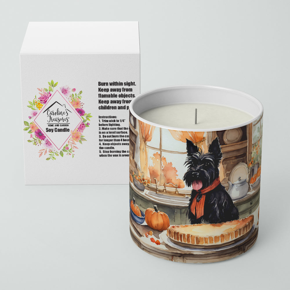 Scottish Terrier Fall Kitchen Pumpkins Decorative Soy Candle Nature Soy Wax Essential Oil Home Decor Ideal for Bedroom Kitchen Bath Office Gift, 10 oz