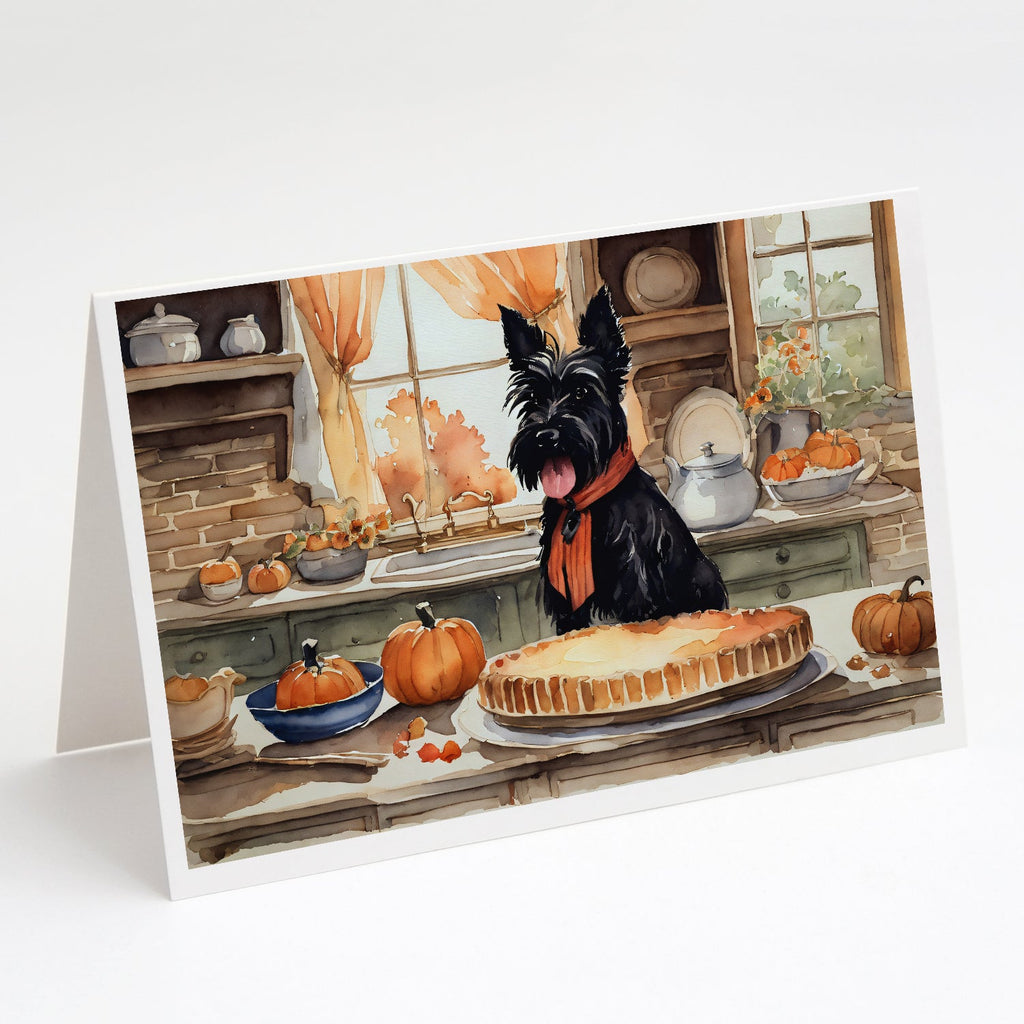 Scottish Terrier Fall Kitchen Pumpkins Greeting Cards Pack of 8 Blank Cards with Envelopes Whimsical A7 Size 5x7