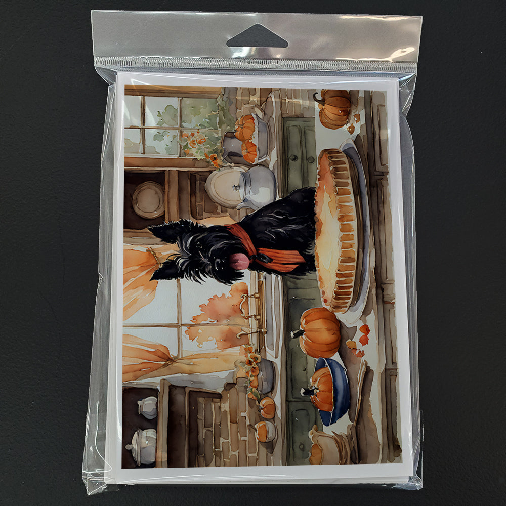 Scottish Terrier Fall Kitchen Pumpkins Greeting Cards Pack of 8 Blank Cards with Envelopes Whimsical A7 Size 5x7