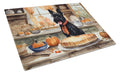 Scottish Terrier Fall Kitchen Pumpkins Cutting Board Tempered Glass Kitchen Cutting Surface, Heat Resistant Chopping, Non-Slip Feet, Food Prep & Serving
