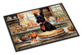 Scottish Terrier Fall Kitchen Pumpkins Doormat Indoor Outdoor 18H X 27W Front Door Mat Rugs for Entryway, Non Slip Washable