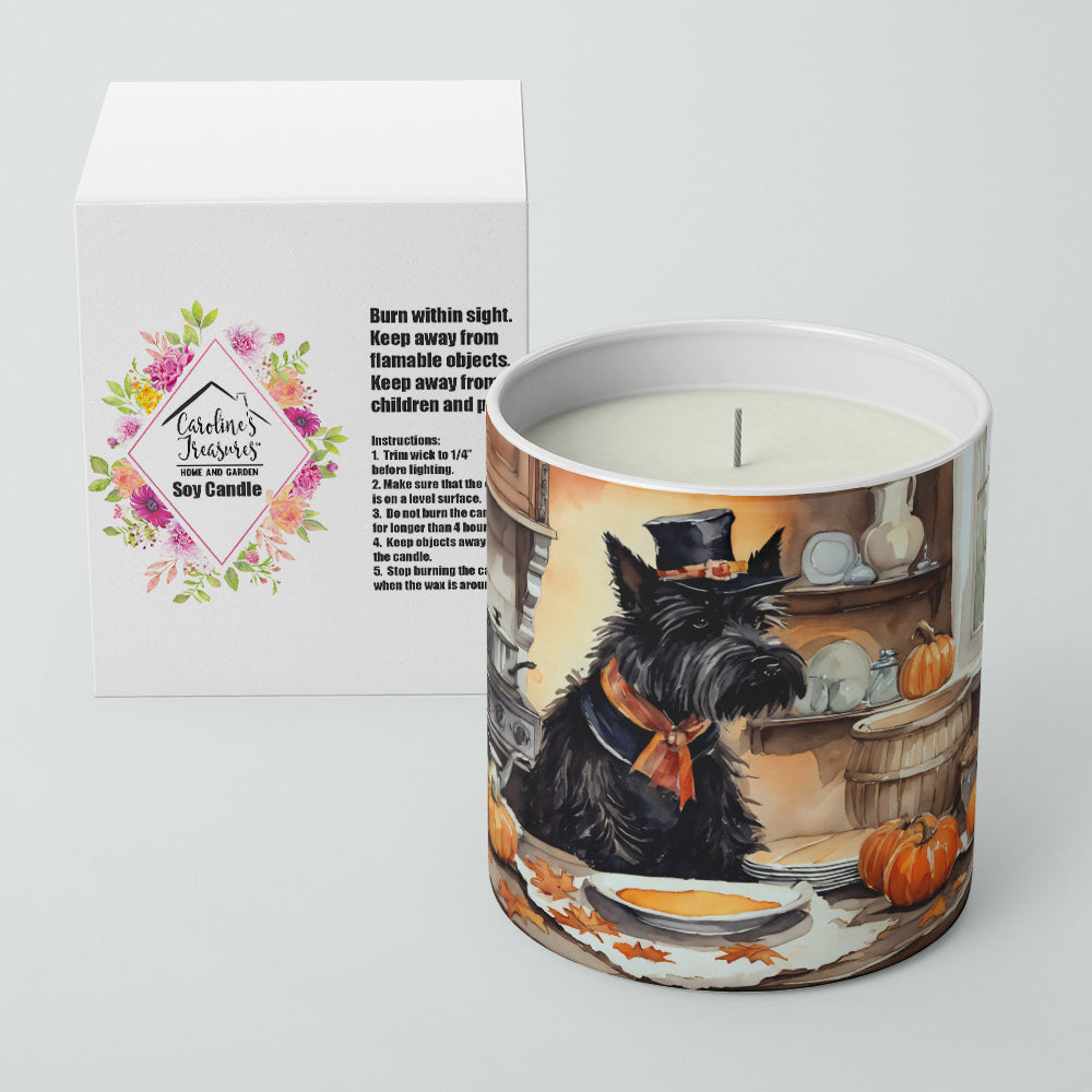 Scottish Terrier Fall Kitchen Pumpkins Decorative Soy Candle Nature Soy Wax Essential Oil Home Decor Ideal for Bedroom Kitchen Bath Office Gift, 10 oz