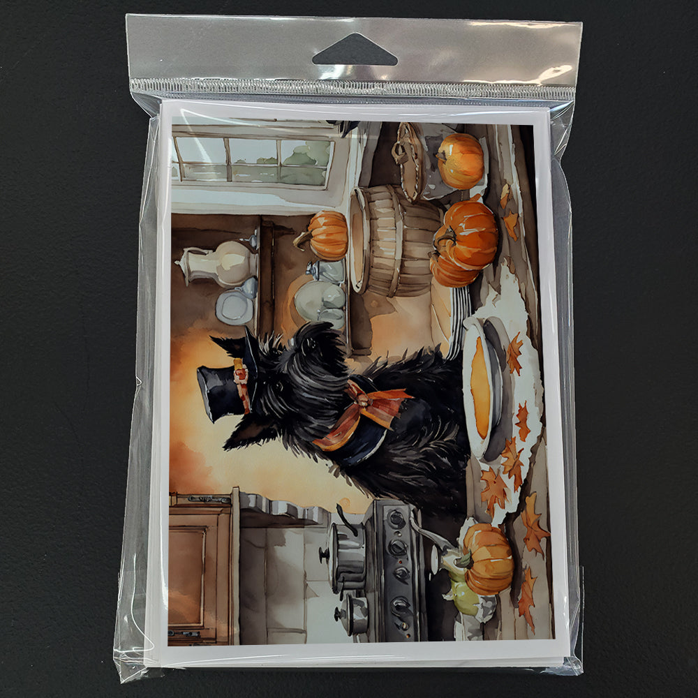 Scottish Terrier Fall Kitchen Pumpkins Greeting Cards Pack of 8 Blank Cards with Envelopes Whimsical A7 Size 5x7
