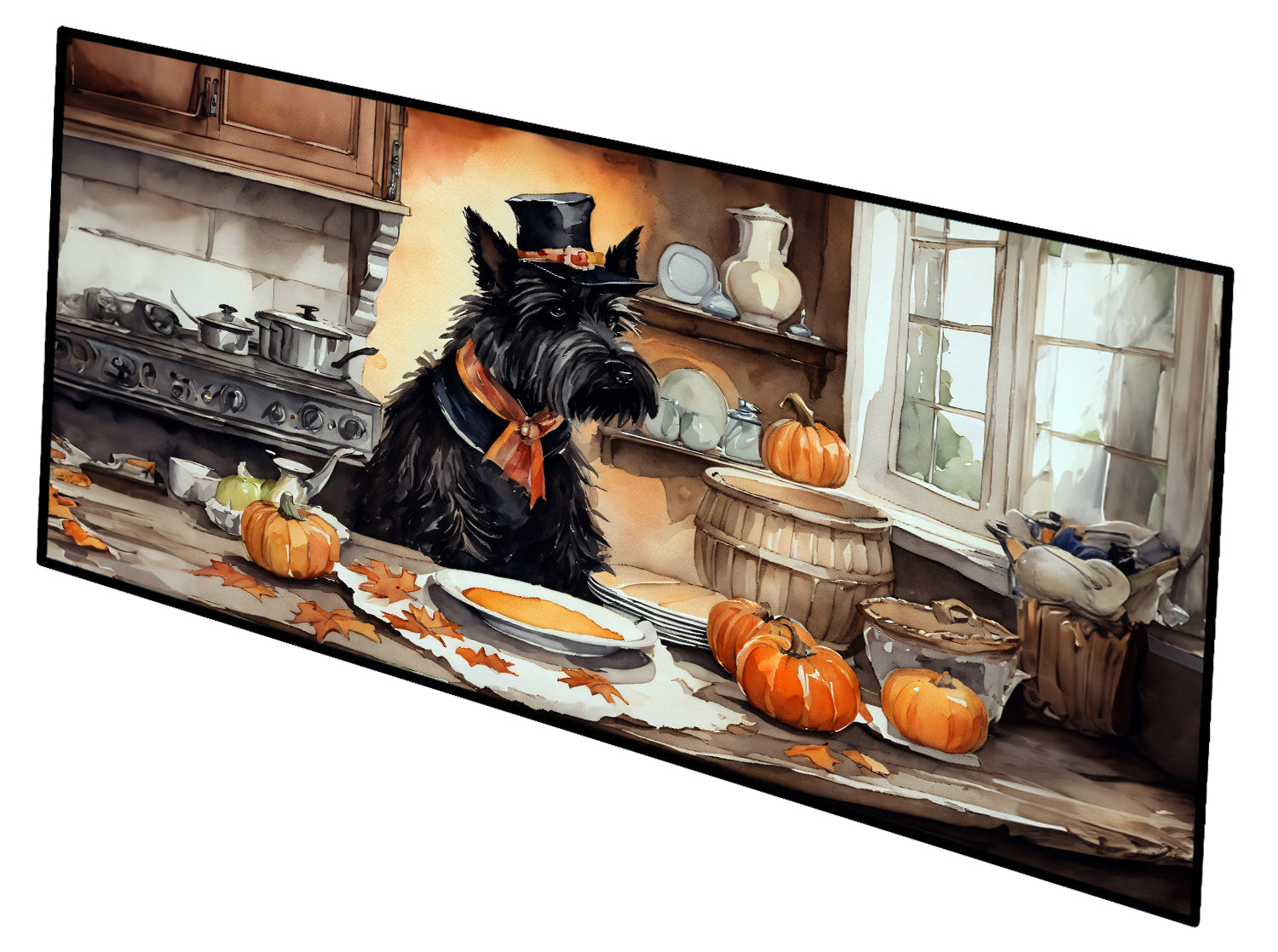 Scottish Terrier Fall Kitchen Pumpkins Runner Mat 28x58 Front Door Mat Indoor Outdoor Rugs for Entryway Hallway Foyer Non Slip Washable Wide Doormat