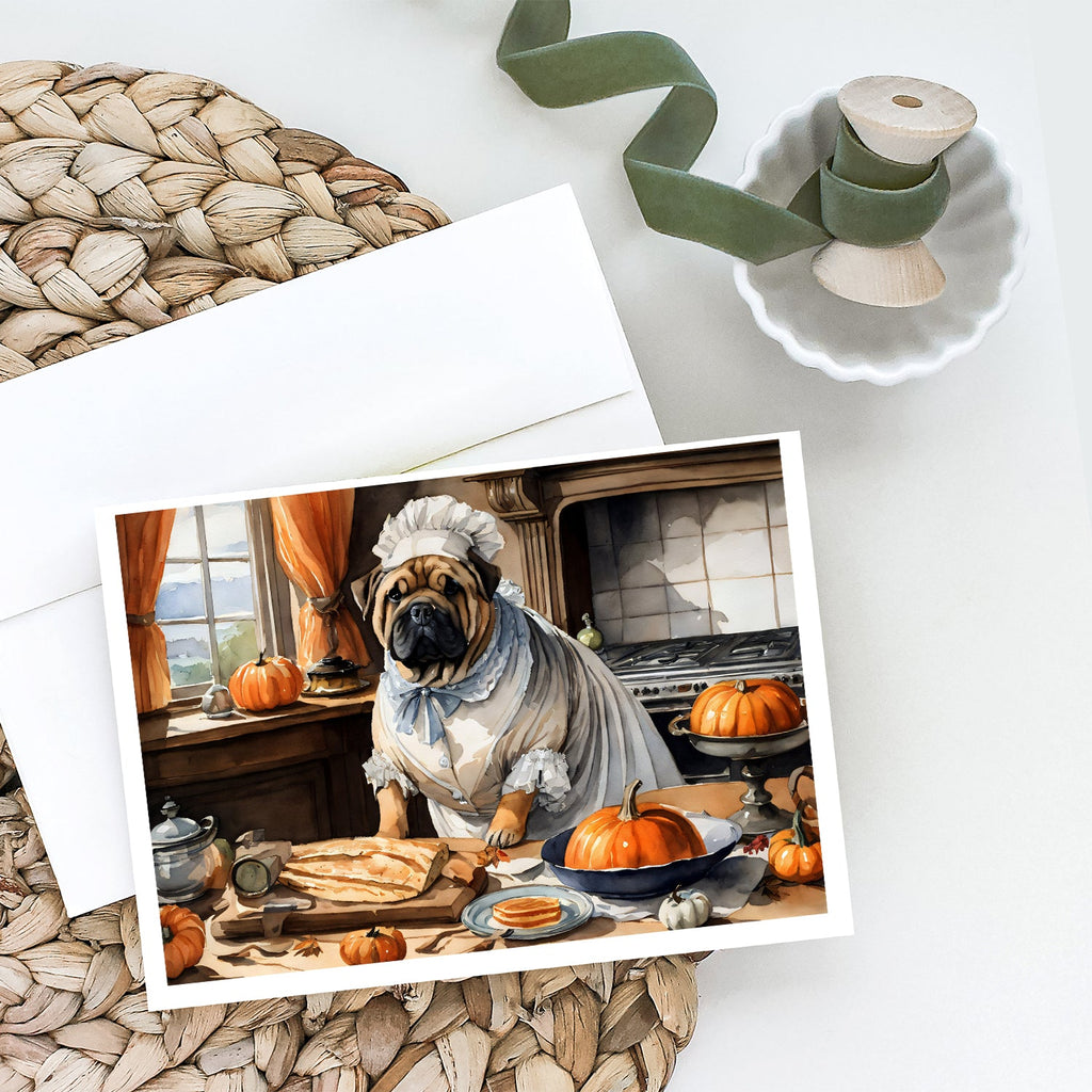 Shar Pei Fall Kitchen Pumpkins Greeting Cards Pack of 8 Blank Cards with Envelopes Whimsical A7 Size 5x7