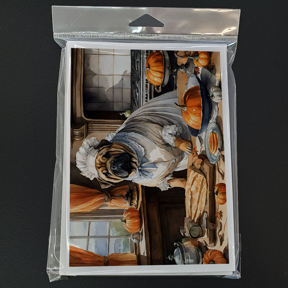 Shar Pei Fall Kitchen Pumpkins Greeting Cards Pack of 8 Blank Cards with Envelopes Whimsical A7 Size 5x7