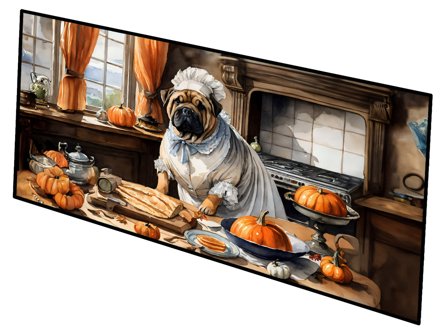 Shar Pei Fall Kitchen Pumpkins Runner Mat 28x58 Front Door Mat Indoor Outdoor Rugs for Entryway Hallway Foyer Non Slip Washable Wide Doormat