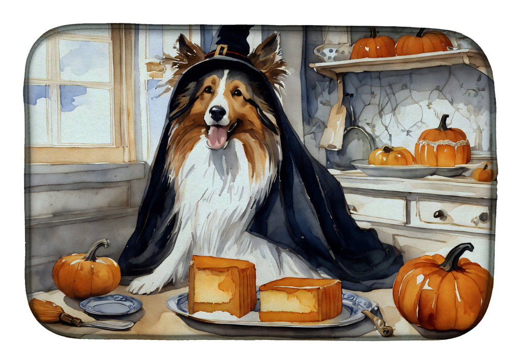Sheltie Fall Kitchen Pumpkins Dish Drying Mat Absorbent Dish Drying Mat Pad for Kitchen Counter Dish Drainer Mat for Countertop, 14 x 21", Multicolor