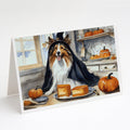 Sheltie Fall Kitchen Pumpkins Greeting Cards Pack of 8 Blank Cards with Envelopes Whimsical A7 Size 5x7