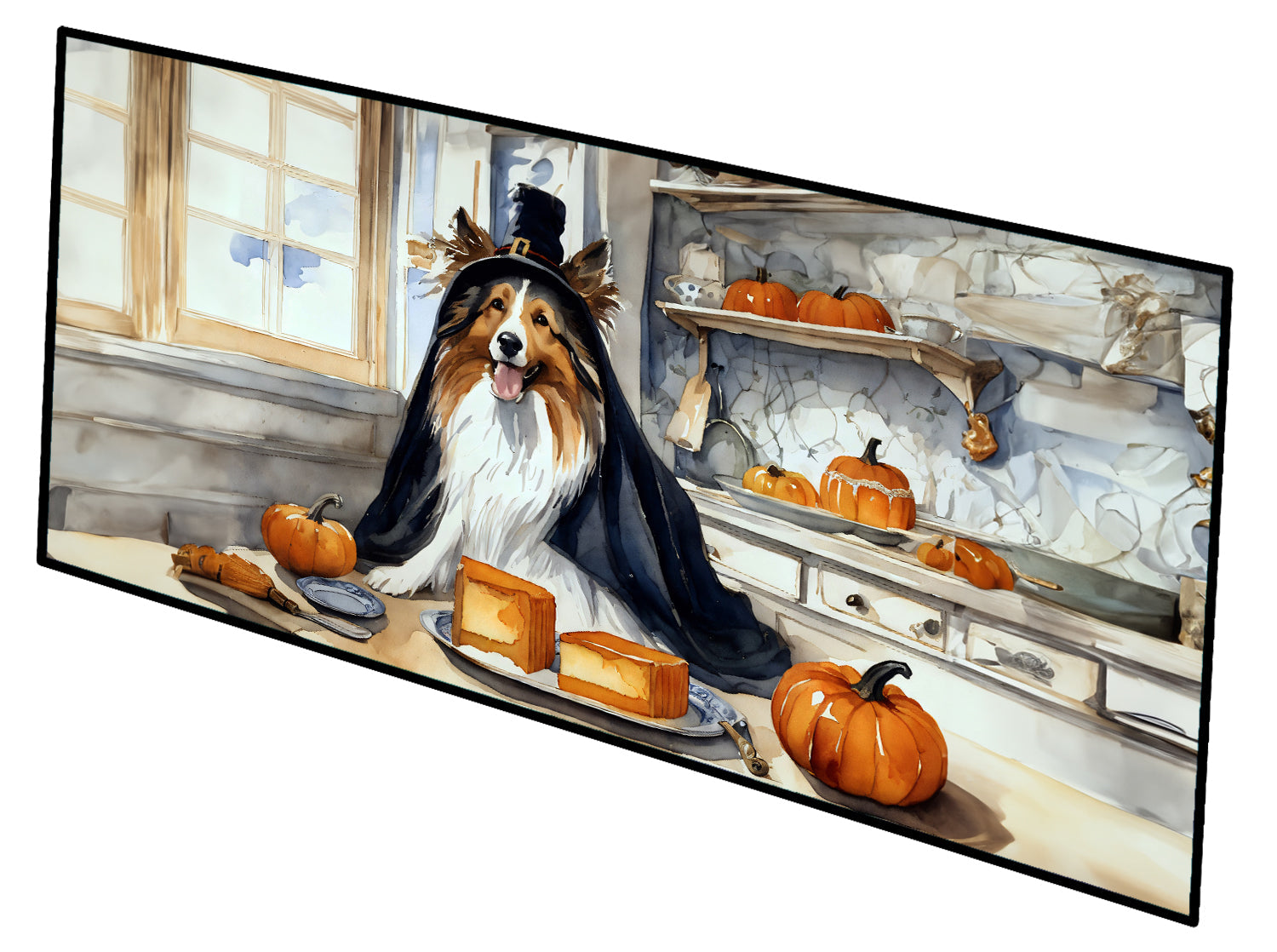Sheltie Fall Kitchen Pumpkins Runner Mat 28x58 Front Door Mat Indoor Outdoor Rugs for Entryway Hallway Foyer Non Slip Washable Wide Doormat