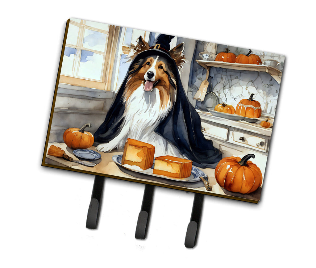 Sheltie Fall Kitchen Pumpkins Leash or Key Holder Wall Hooks, Coat Rack Wall Mount, for Hanging Keys, Towels, Aprons, Leashes