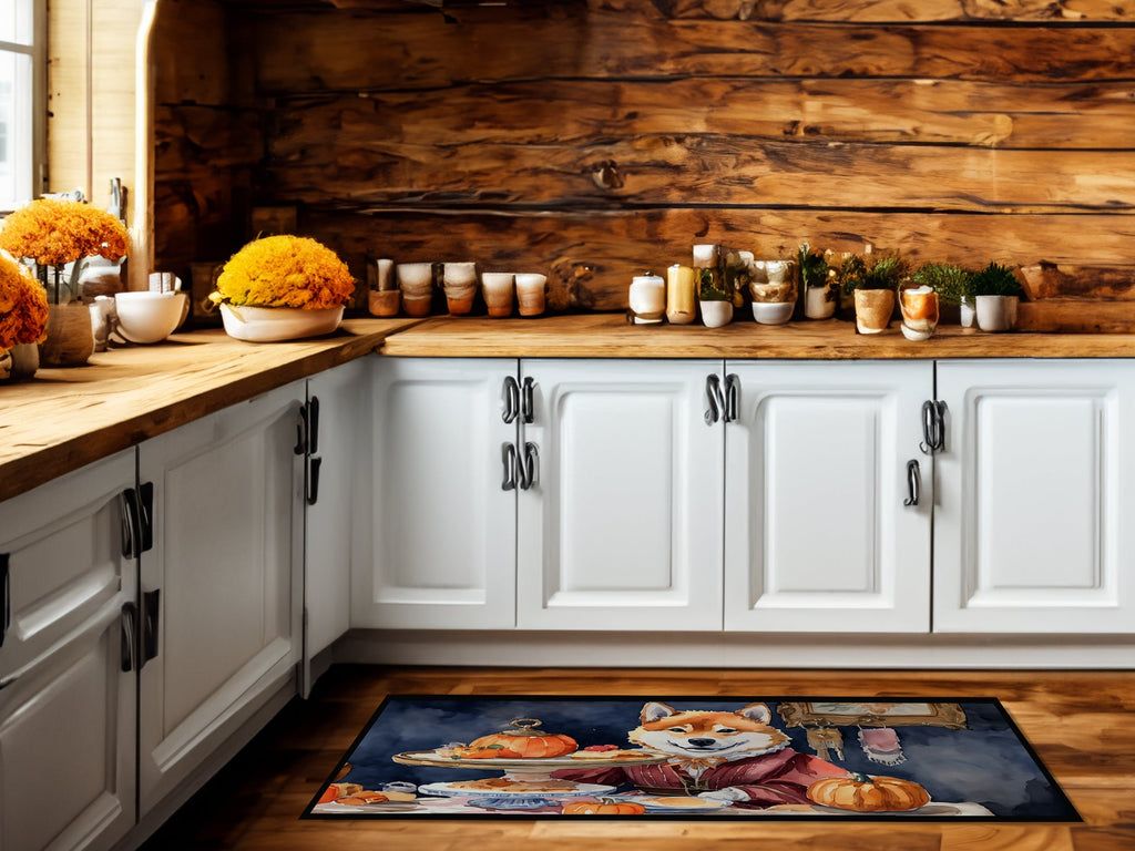 Shiba Inu Fall Kitchen Pumpkins Runner Mat 28x58 Front Door Mat Indoor Outdoor Rugs for Entryway Hallway Foyer Non Slip Washable Wide Doormat