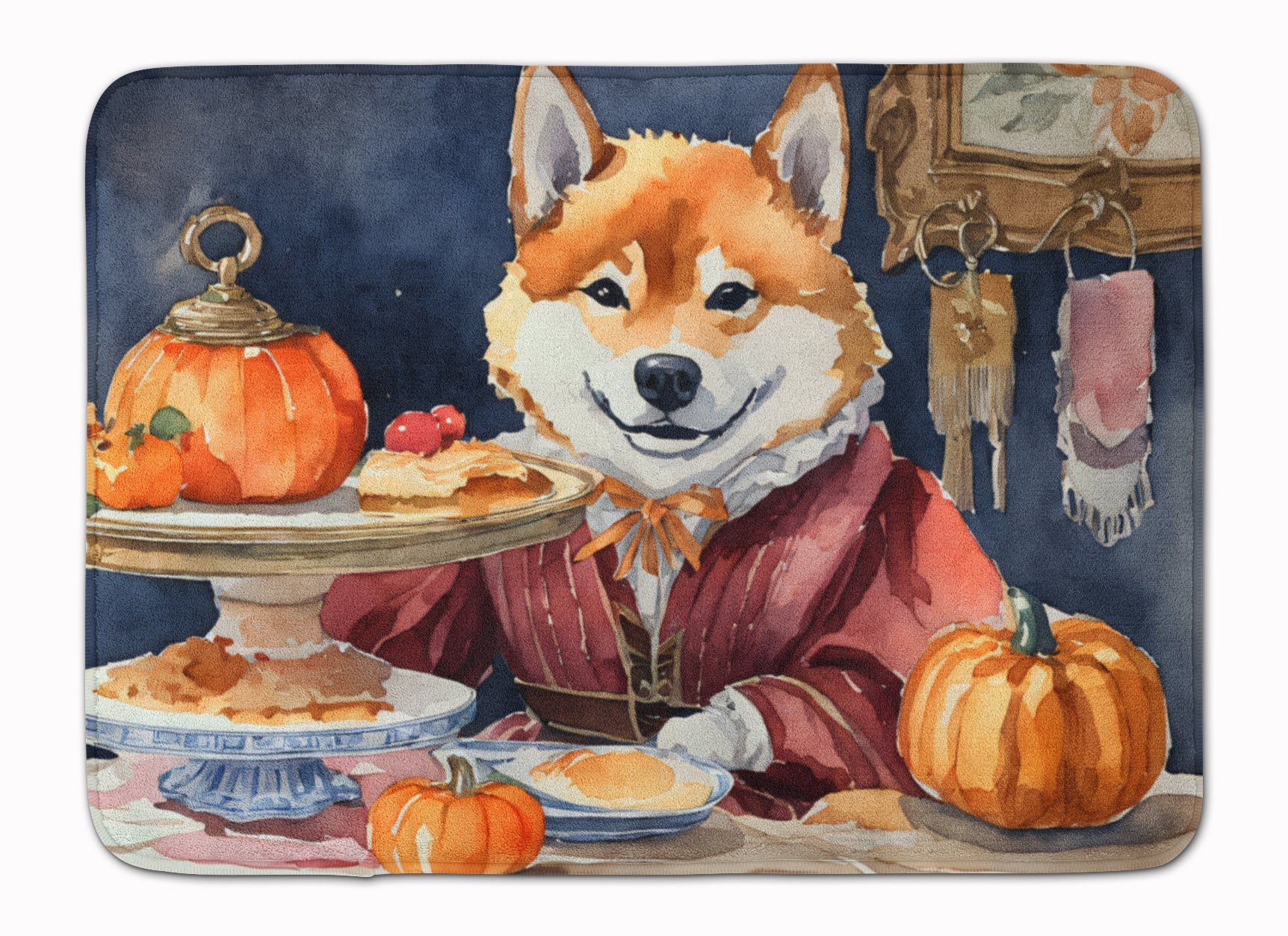 Shiba Inu Fall Kitchen Pumpkins Memory Foam Kitchen Mat Machine Washable Anti-Fatigue Cushion Comfort Bath or Kitchen Rug