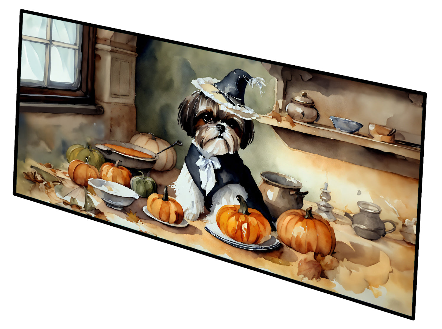 Shih Tzu Fall Kitchen Pumpkins Runner Mat 28x58 Front Door Mat Indoor Outdoor Rugs for Entryway Hallway Foyer Non Slip Washable Wide Doormat