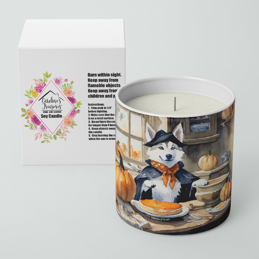 Siberian Husky Fall Kitchen Pumpkins Decorative Soy Candle Nature Soy Wax Essential Oil Home Decor Ideal for Bedroom Kitchen Bath Office Gift, 10 oz