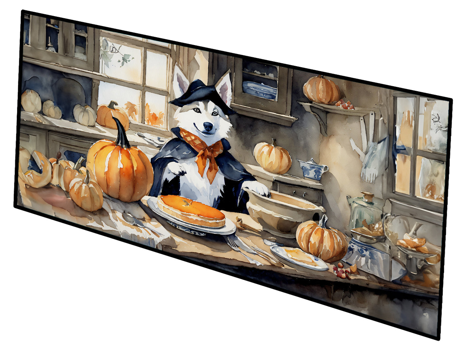 Siberian Husky Fall Kitchen Pumpkins Runner Mat 28x58 Front Door Mat Indoor Outdoor Rugs for Entryway Hallway Foyer Non Slip Washable Wide Doormat